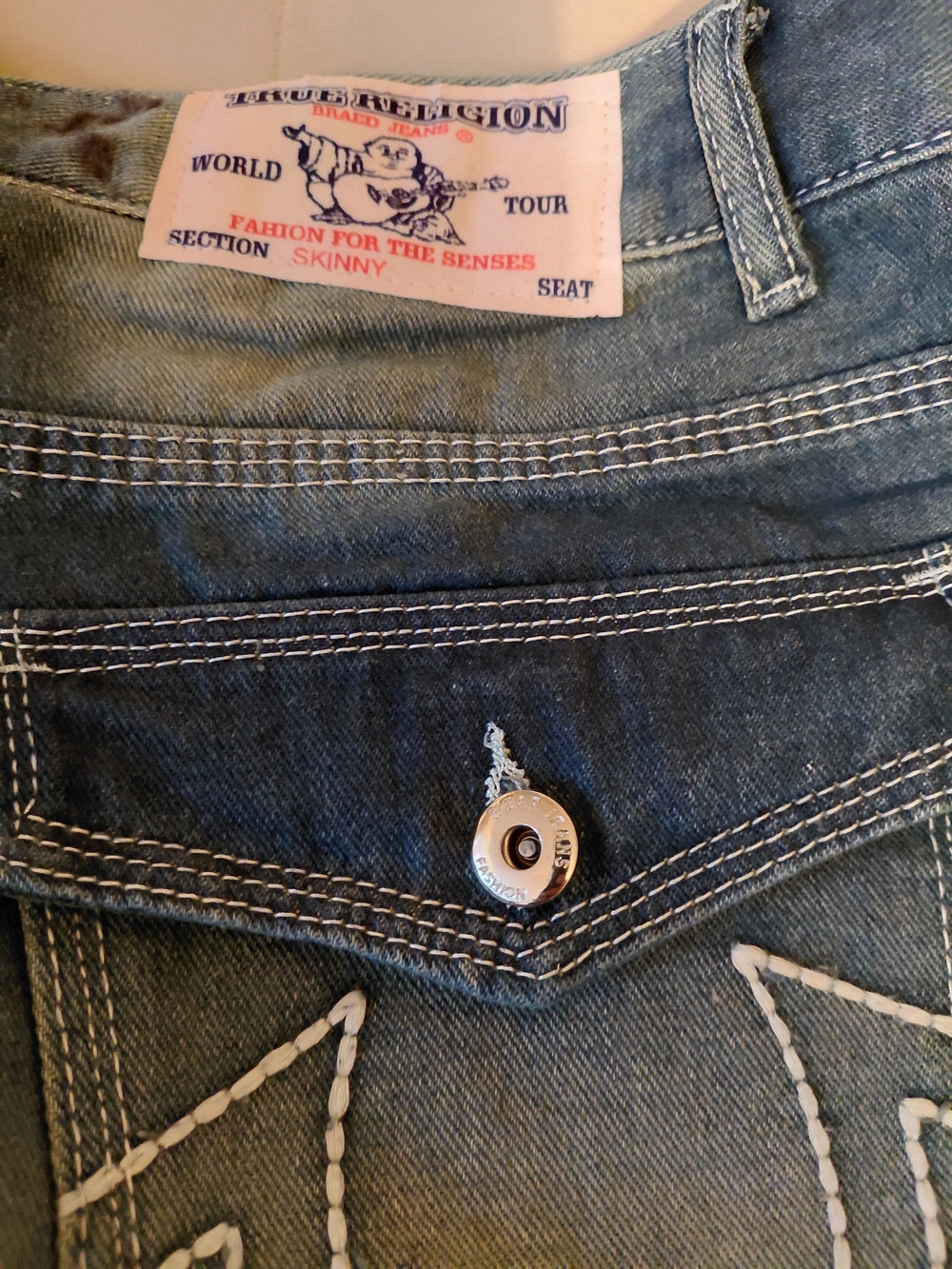 True Religion Dark Blue Denim Jacket with Contrast Stitching